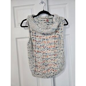 Pilcro Cowl Neck Sweater Vest Multicolor Chunky Knit Sleeveless Medium
